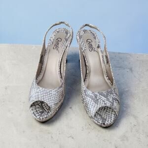 Carlos Santana Elise Snakeskin Print Slingback Platform Heels Sandals Size 5